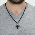 thumbnail image 3 of Spartan Men's Carbon Fiber Black and Rose Gold IP Stainless Steel Cross Pendant 24", 3 of 3