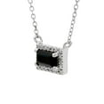 thumbnail image 2 of Baguette Cut Gemstone and 0.06 CT. T.W. Diamond Halo Pendant Necklace in 14K Gold, 2 of 3
