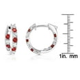 thumbnail image 4 of Lab Created Gemstone Huggie Hoop Earrings in Sterling Silver, 4 of 6