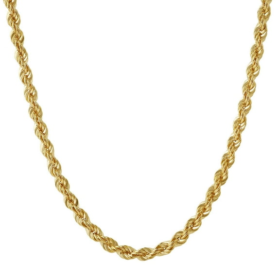 Semi Solid Rope Chain Necklace in 14K Gold