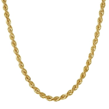 Semi Solid Rope Chain Necklace in 14K Gold