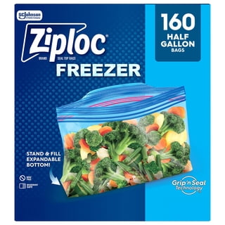 Ziploc Brand Half Gallon Freezer Storage Bags, Expandable Bottom, Grip ’n Seal Technology, 160 ct.