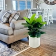 thumbnail image 4 of Artificial Premium Rubber Plant in Fluted Off White Pot, 4 of 5