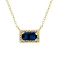 thumbnail image 1 of Baguette Cut Gemstone and 0.06 CT. T.W. Diamond Halo Pendant Necklace in 14K Gold, 1 of 4