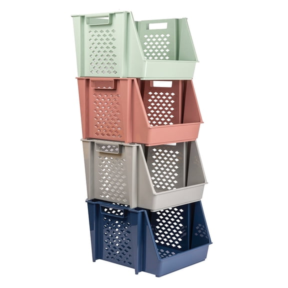 GreenMade InstaStack Stackable Storage Bins, 4 Pack, Assorted Colors