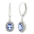 thumbnail image 1 of Oval Cut Genuine Gemstone and 0.16 CT. T.W. Diamond Dangle Earrings in 14K Gold, 1 of 5
