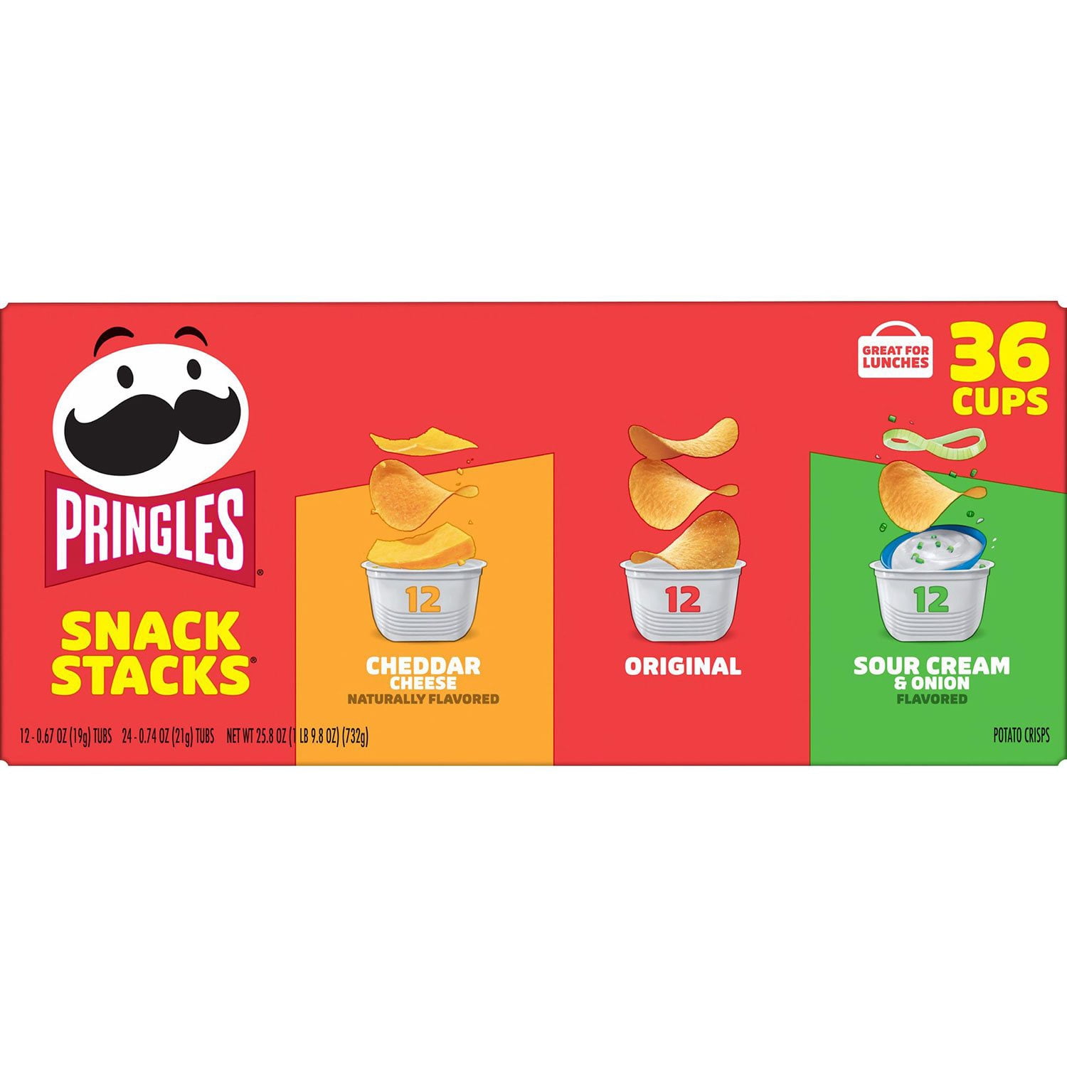 Pringles Potato Crisps Snack Stacks, Variety Pack Chips, 0.67 oz