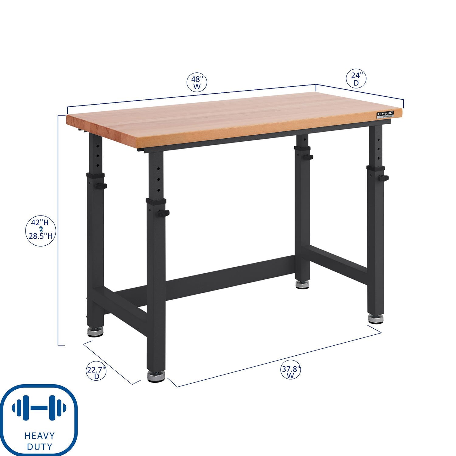 Seville Classics UltraHD Height Adjustable Workbench, 48