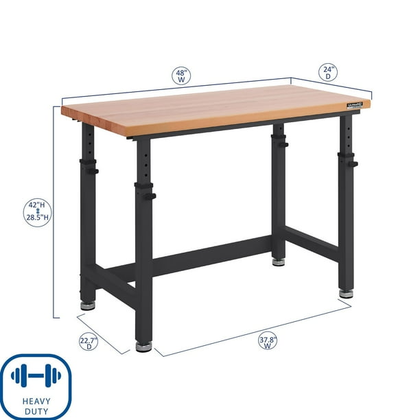 Seville Classics UltraHD Height Adjustable Workbench, 48