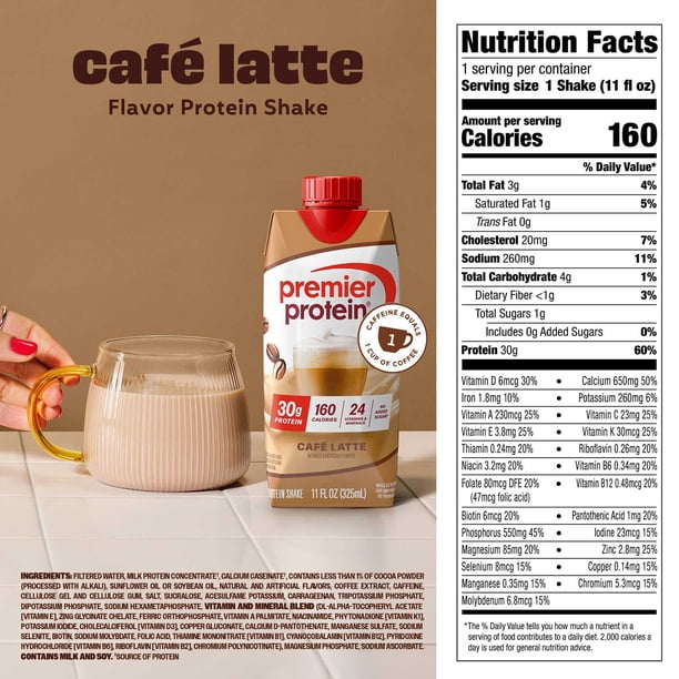 Premier Protein 30g High Protein Shake, Café Latte 11 fl. oz., 15