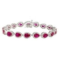 thumbnail image 1 of Pear Cut Lab Created Gemstone Halo Tennis Bracelet in Sterling Silver, 1 of 6