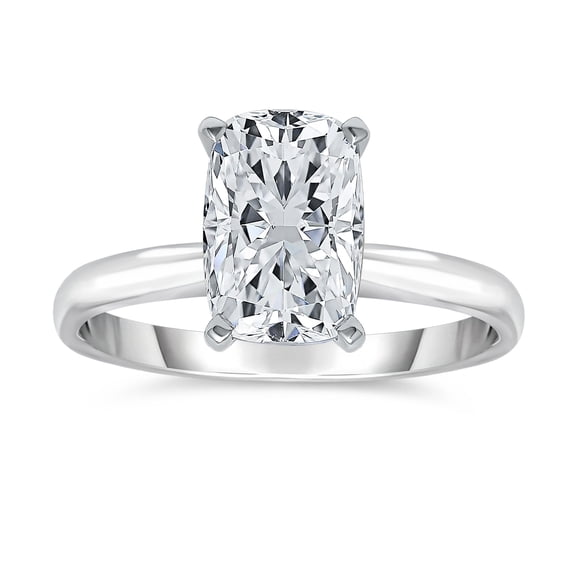 Lab Created Elongated Cushion Cut Diamond Ring in 18K Gold