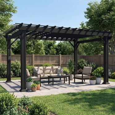 Range Steel Pergola with Trellis Roof & PowerPort