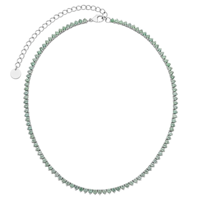 Round Cut Lab Created Tennis Necklace in Sterling Silver