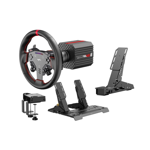 PXN VD6 Racing Wheel Bundle with Pedals and Clutch Set