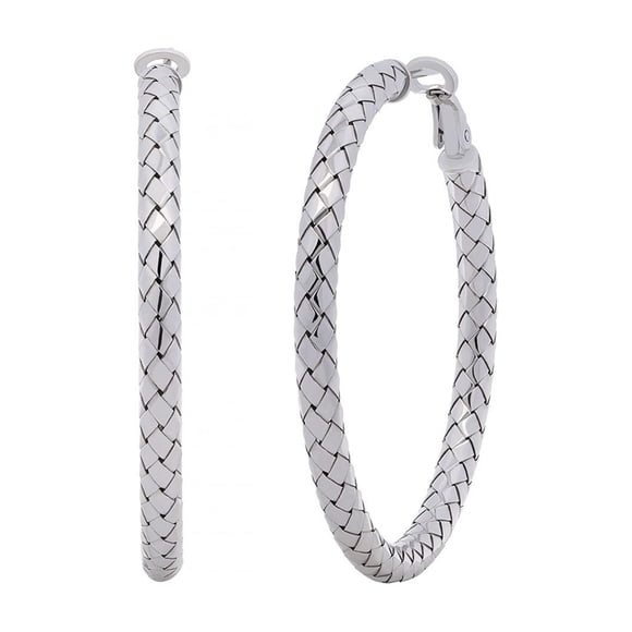 Italian Diamond Cut Snake Hoop Earrings in Sterling Silver