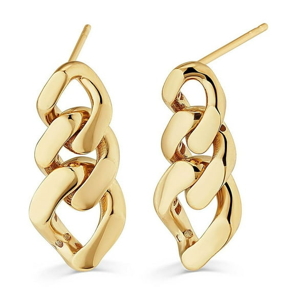 Graduated Curb Curb Chain Drop Earrings in 14K Gold