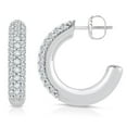 thumbnail image 1 of 1.00 CT. TW. Round Cut Pave Diamond Hoop Earrings in 14K Gold, 1 of 7