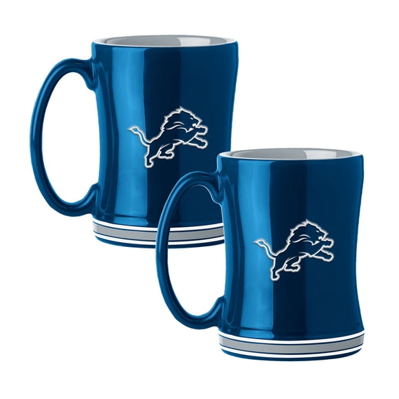 Logo Brands Detroit Lions 14oz Relief Mug Set