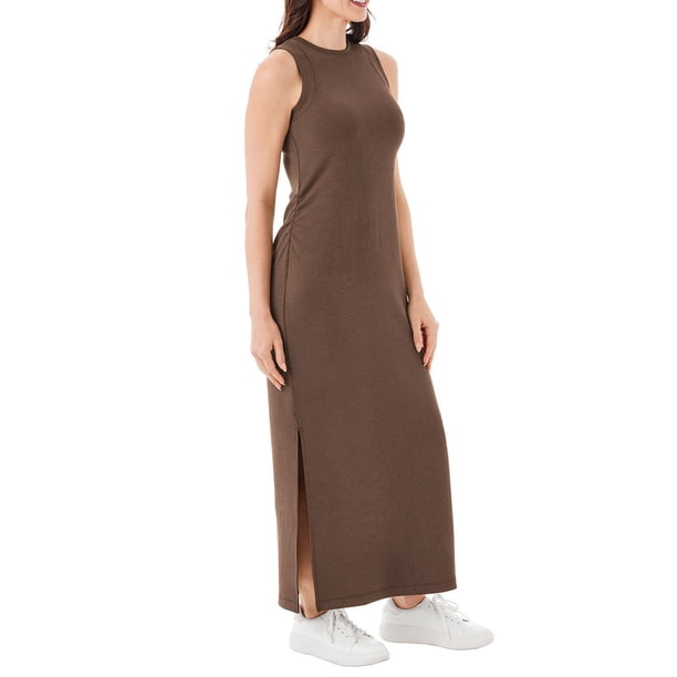 brown fitted tank dress LEMAIRE tank top mini dress in viscose crepe main image 0