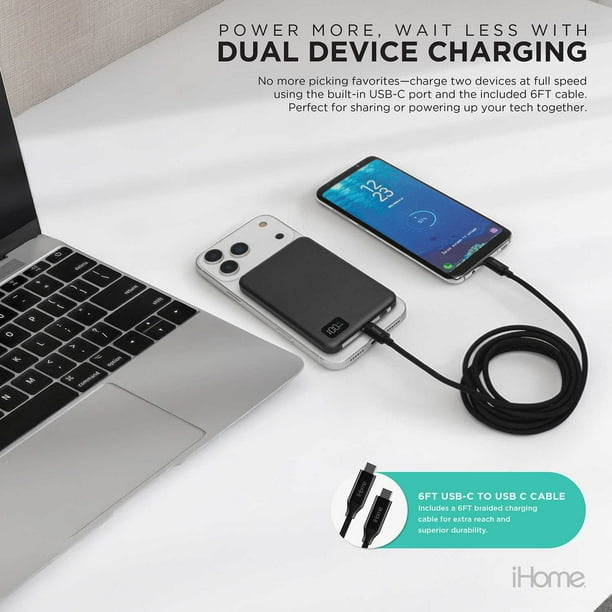 iHome 5000mAh Magnetic Power Bank with 6Ft USB-C Cable, MagSafe Compatible,  20W Rapid Power Delivery - Samsclub.com
