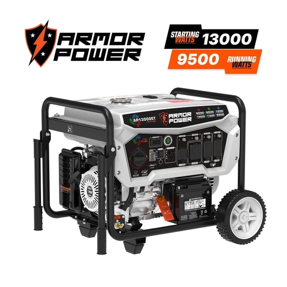 13,000 / 9,500 Watt Armor Power Tri-Fuel Portable Generator With ArmorShield CO Shutoff Remote Start With Mobility Kit