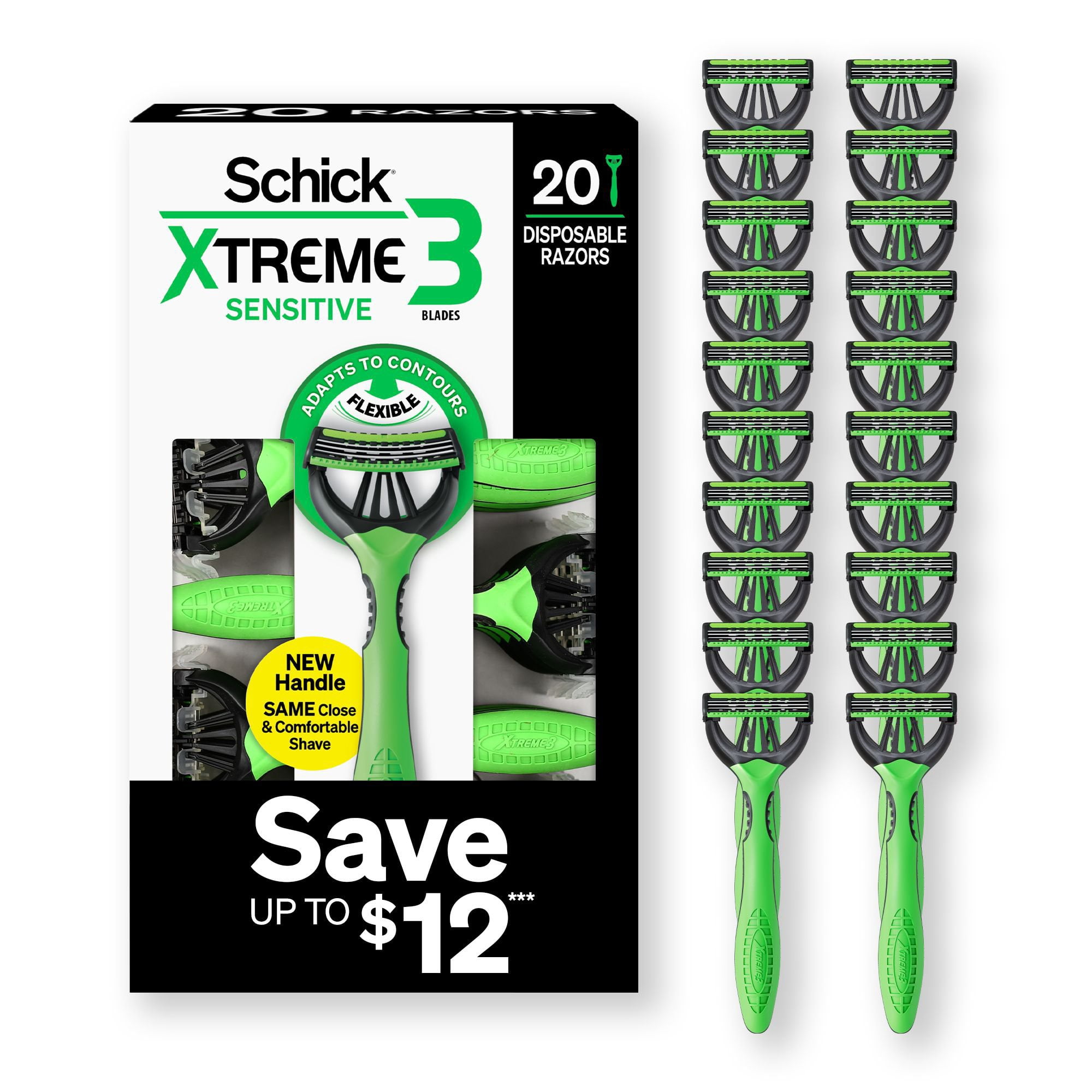 Schick Xtreme3 Sensitive Disposable Razors for Men, 20 ct