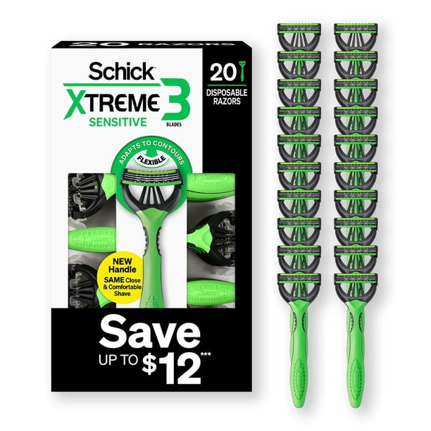 Schick Xtreme3 Sensitive Disposable Razors for Men, 20 ct