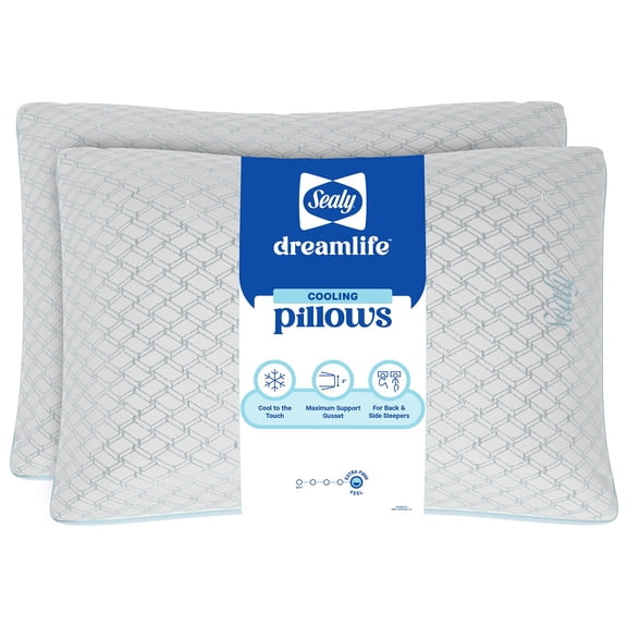 Sealy Dreamlife 2-Pack Cooling Extra Firm Bed Pillow, Assorted Sizes
