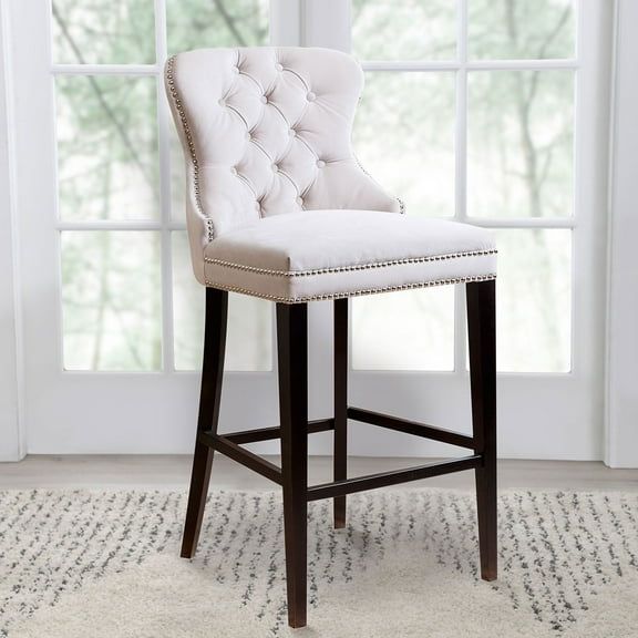 Milano Velvet Button-Tufted Barstool, Assorted Colors