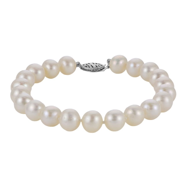 White Cultured Freshwater Pearl Strand Bracelet in 14K Gold