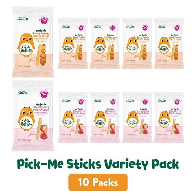 Little Bellies Pick-Me Sticks Variety Pack, Strawberry & Sweet Potato, 0.56 oz., 10 ct.