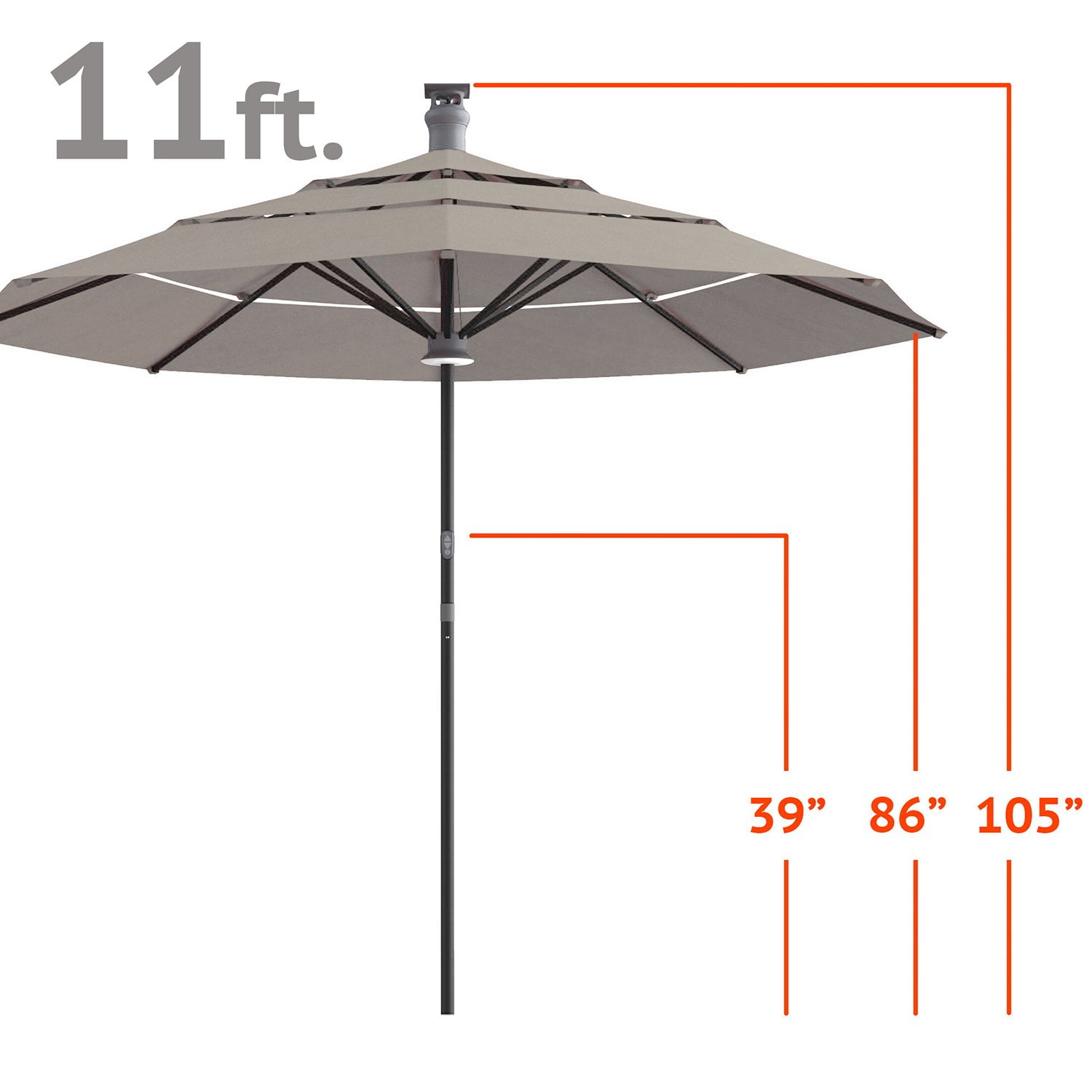 Above Height Series 11' Smart Market Umbrella with Remote, Wind Sensor, Solar  Panel and LED Lighting, Choose Color - Samsclub.com