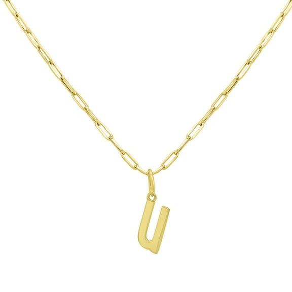 Initial Paperclip Chain Pendant Necklace in 14K Gold