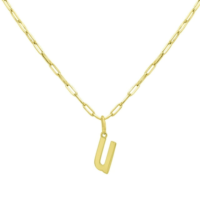 Initial Paperclip Chain Pendant Necklace in 14K Gold