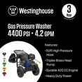 thumbnail image 2 of Westinghouse 4400 PSI 4.2 GPM 420cc Gas Powered Triplex Pump Cold Water Pressure Washer with 5-Quick Connect Nozzles, 2 of 9
