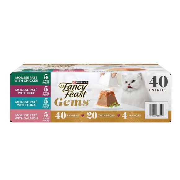 Purina Fancy Feast Gems Pate Mousse Cat Food, Variety Pack, 40 ct.
