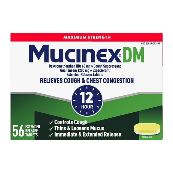 Mucinex DM 12-Hour Maximum Strength Mucus Relief Tablets, 56 ct.