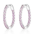 thumbnail image 1 of Lab Created Gemstone Huggie Hoop Earrings in Sterling Silver, 1 of 6