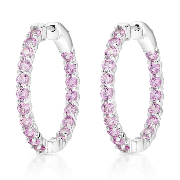 Lab Created Gemstone Huggie Hoop Earrings in Sterling Silver