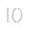 thumbnail image 1 of Lab Created Round Brilliant Diamond Hoop Earrings in 18K Gold, 1 of 6