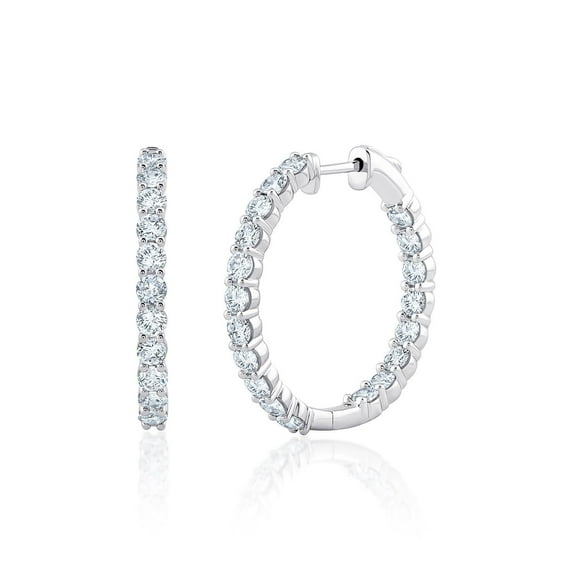Lab Created Round Brilliant Diamond Hoop Earrings in 18K Gold