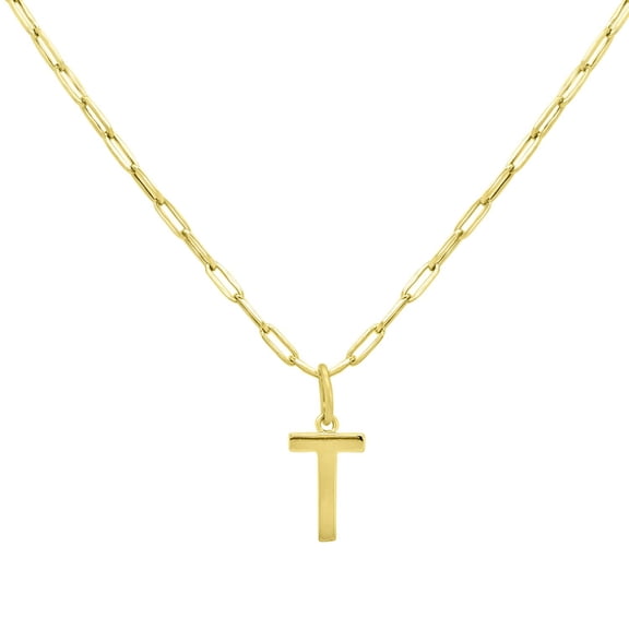 Initial Paperclip Chain Pendant Necklace in 14K Gold