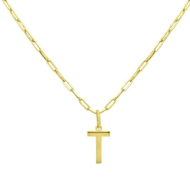 Initial Paperclip Chain Pendant Necklace in 14K Gold