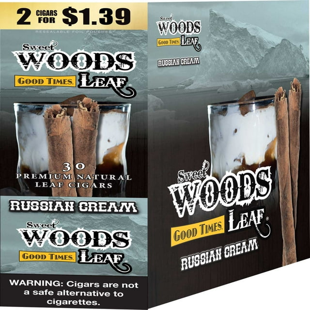 Sweet Woods Leaf Cigar, Russian Cream Pre-Priced $1.39 for 2 cigars, 15 pack