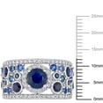 thumbnail image 3 of Round Cut Blue Sapphire and 0.45 CT. T.W. Diamond Band in 14K Gold, 3 of 8