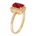 thumbnail image 2 of Lab Created Emerald Cut Gemstone & Diamond Ring in 14K Gold, 2 of 6