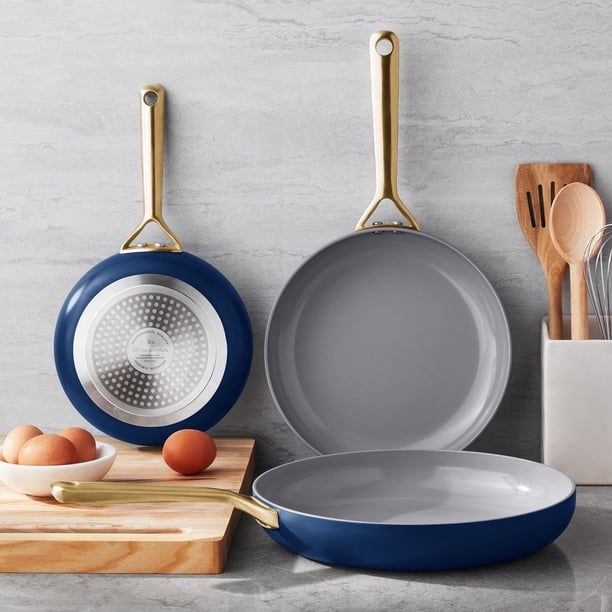 新品未使用 Union Plaza Pan Set Friars Club Member's Mark 3-Piece Modern Ceramic Fry Pan Set, Assorted Colors