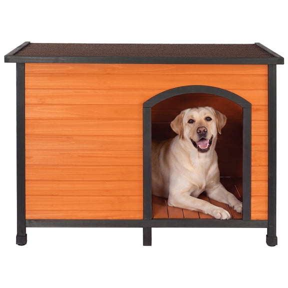 Outdoor wooden dog house, Large 45" L x 29" W x 33" H, Brown