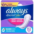 thumbnail image 1 of Always Discreet plus Incontinence Pads for Women, Moderate, 153 ct., 1 of 9